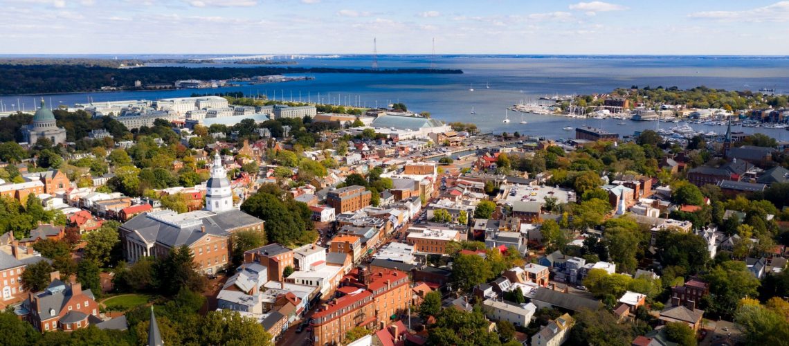 aerial panoramic view annapolis maryland state hou