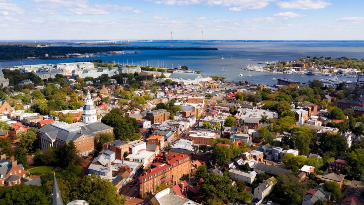 aerial panoramic view annapolis maryland state hou