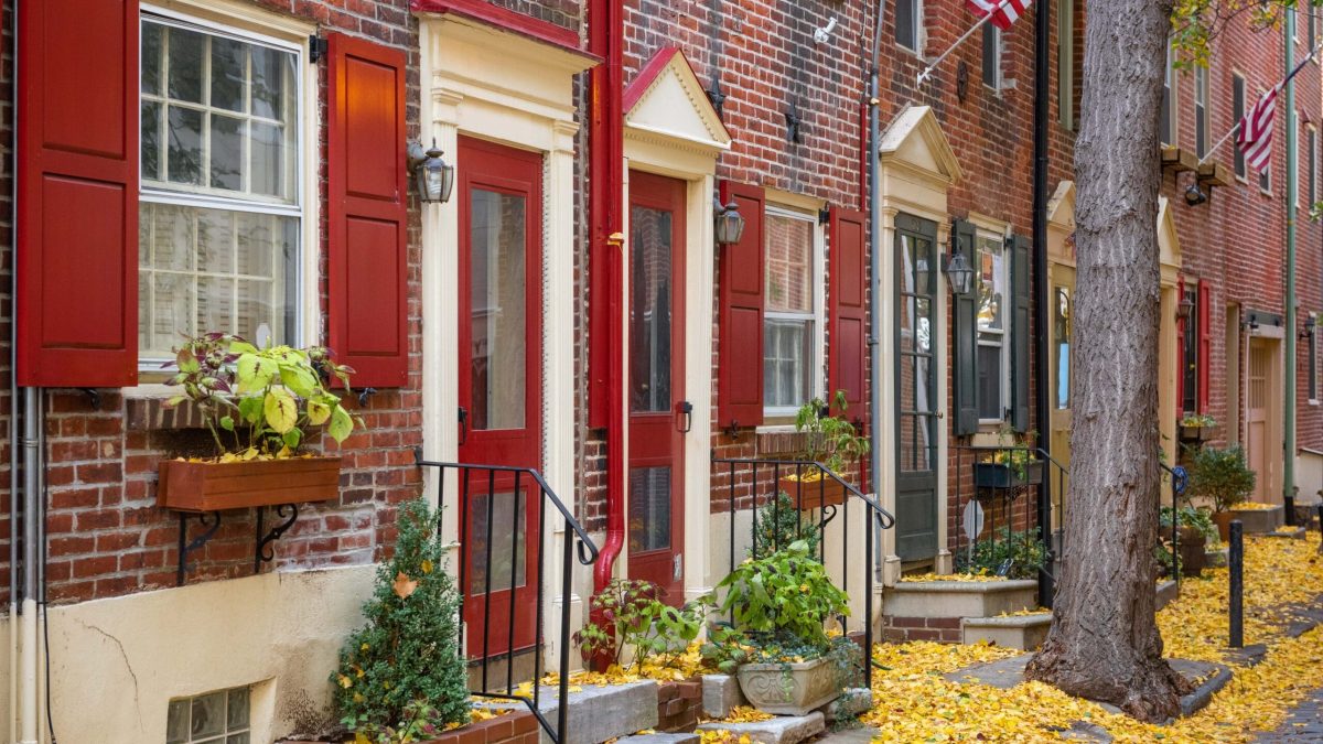 autumn alleyway in philadelphia pennsylvania usa