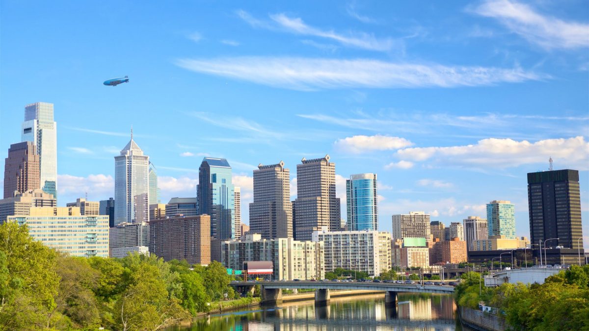 Philadelphia downtown cityscape with Schuylkill River, United States