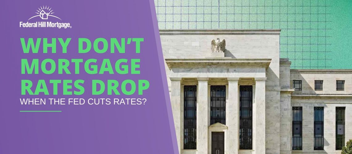 Illustration explaining why mortgage rates don’t drop when the Fed cuts rates.